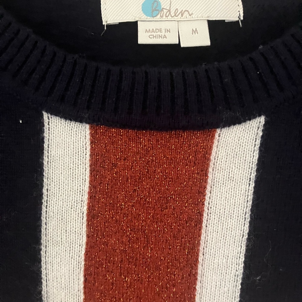 Boden Union Jack Pullover Sweater size Medium Navy Blue
